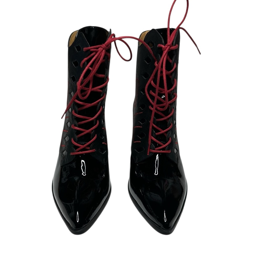 NEW John Fluevog Deliverance Brit Regal Lace-Up Ankle Booties w/ Rococo Heel 7.5 - Picture 14 of 15